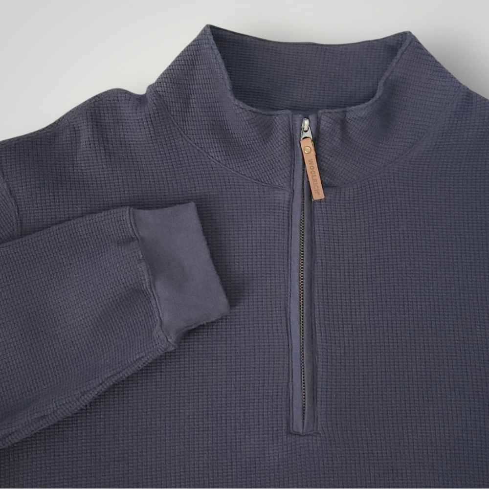 Woolrich Woolen Mills‎ Mens XLT Quarter-Zip Pullover 100% Cotton Navy Sweatshirt